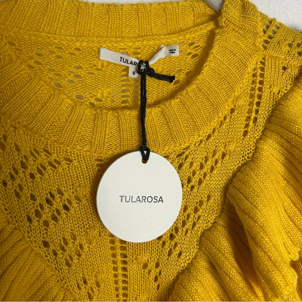 Tularosa Bright Yellow Ruffled Statement Sleeve Sweater NWT SZS - Picture 5 of 7